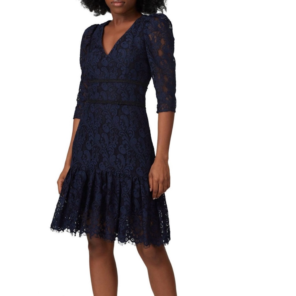 Shoshanna Navy Long Sleeve Dress run small like a size 12